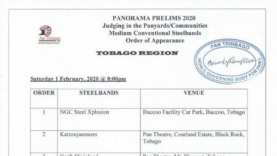 Panorama Preliminaries 2020 Medium Bands Tobago Region banner